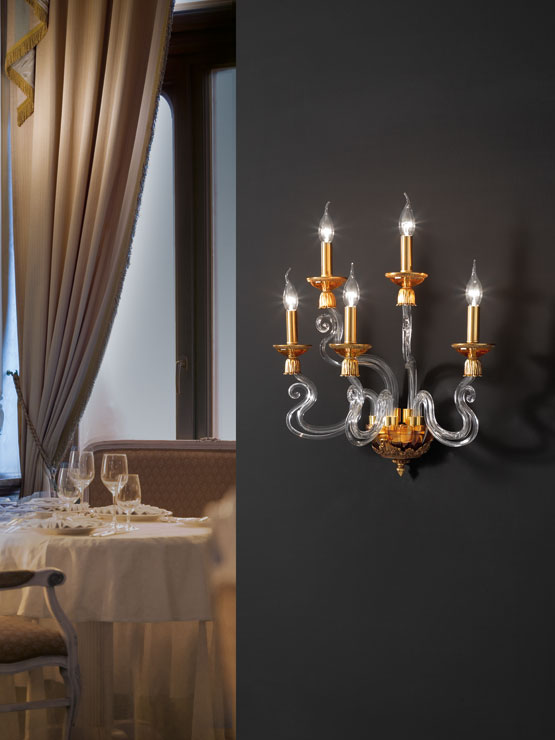 Итальянский бра BAROCCO A5/Amber-Gold фабрики EUROLUCE LAMPADARI