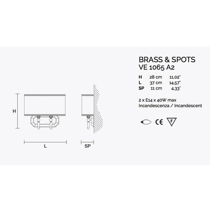 Итальянский бра BRASS&SPOTS 1065/A2 фабрики MASIERO