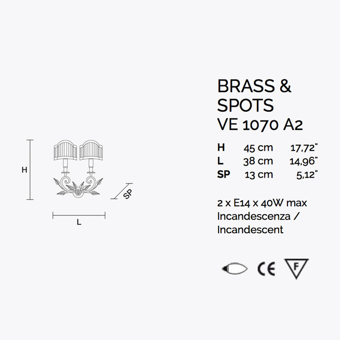 Итальянский бра BRASS&SPOTS 1070/A2 фабрики MASIERO