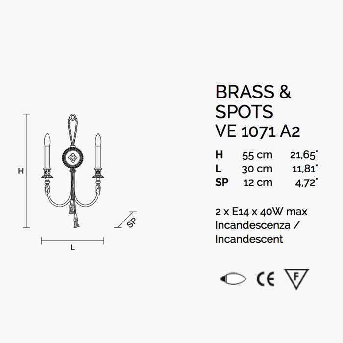 Итальянский бра BRASS&SPOTS 1071/A2 фабрики MASIERO