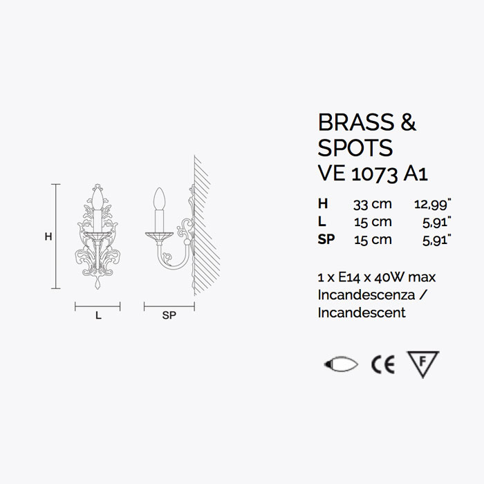 Итальянский бра BRASS&SPOTS 1073/A1 фабрики MASIERO