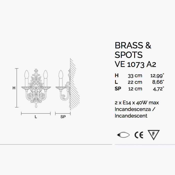 Итальянский бра BRASS&SPOTS 1073/A2 фабрики MASIERO