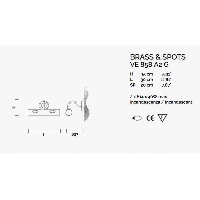 Итальянский бра BRASS&SPOTS 858/A2 фабрики MASIERO