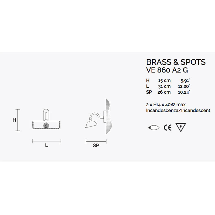 Итальянский бра BRASS&SPOTS 860/A2 фабрики MASIERO