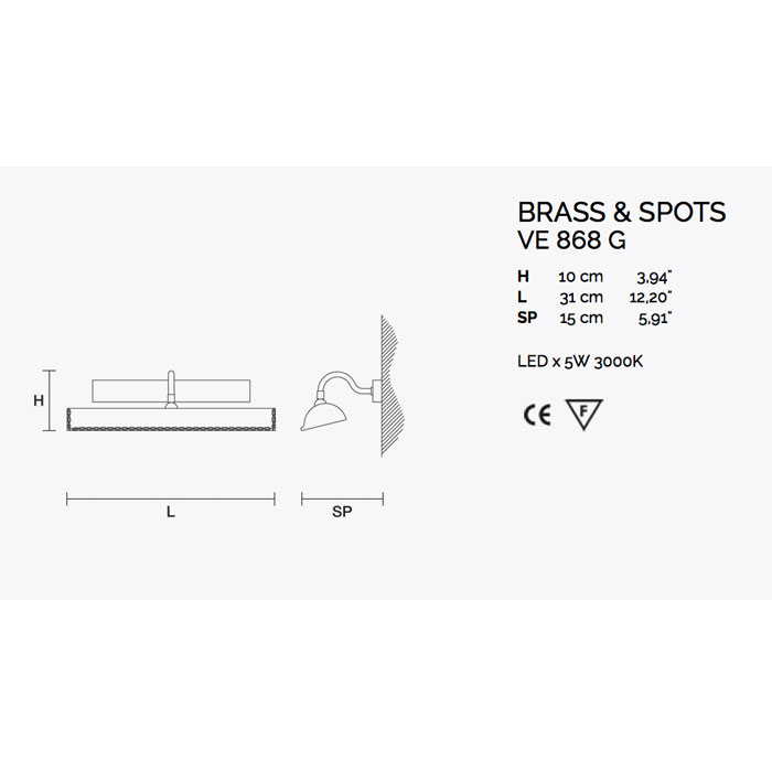 Итальянский бра BRASS&SPOTS 868/G фабрики MASIERO