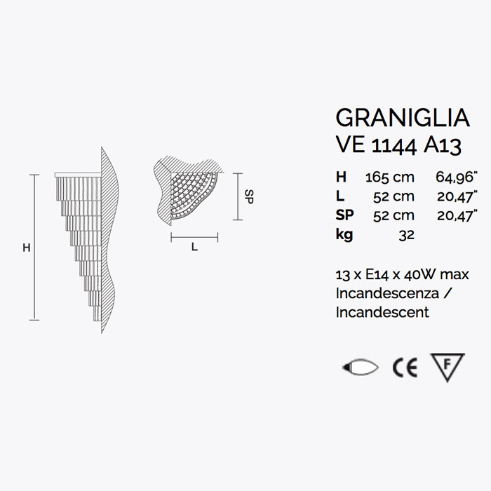 Итальянский бра GRANIGLIA 1144/A13 фабрики MASIERO