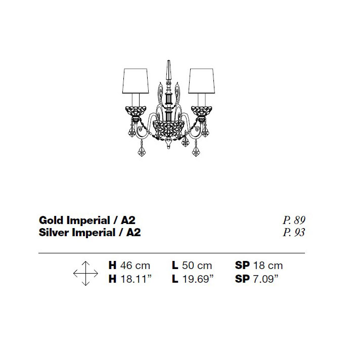 Итальянский бра IMPERIAL SILVER A2 фабрики MASIERO