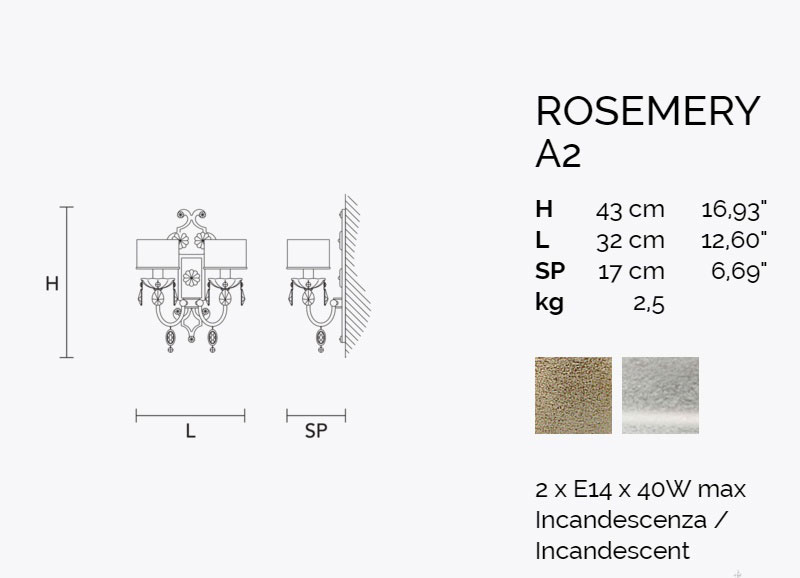 Итальянский бра ROSEMERY A2 фабрики MASIERO