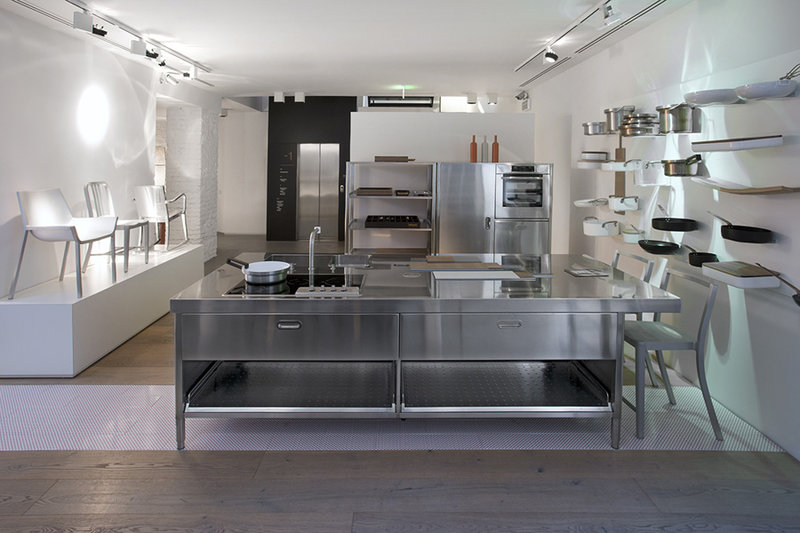 Итальянский кухонный гарнитур 125x280 фабрики ALPES INOX