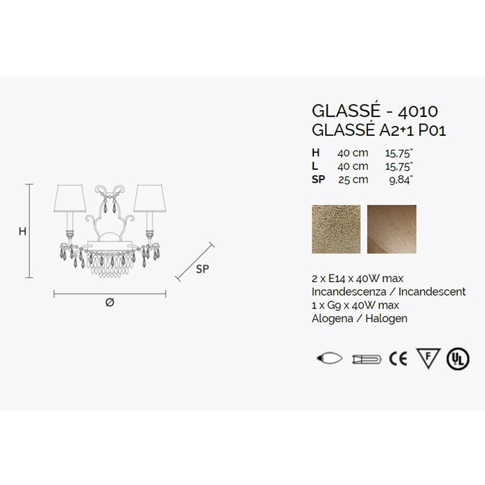 Итальянский бра GLASSÉ A2+1 G01 фабрики MASIERO