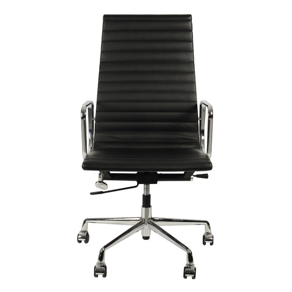 Кресло Eames Style HB Ribbed Office Chair EA 119 черная кожа от дизайнера CHARLES & RAY EAMES