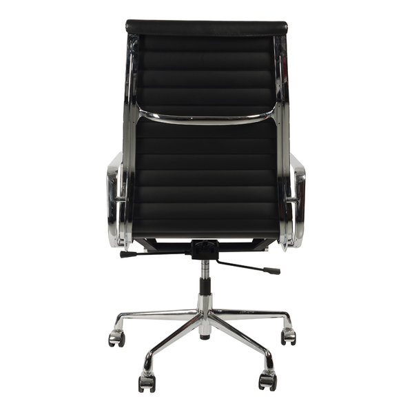 Кресло Eames Style HB Ribbed Office Chair EA 119 черная кожа от дизайнера CHARLES & RAY EAMES