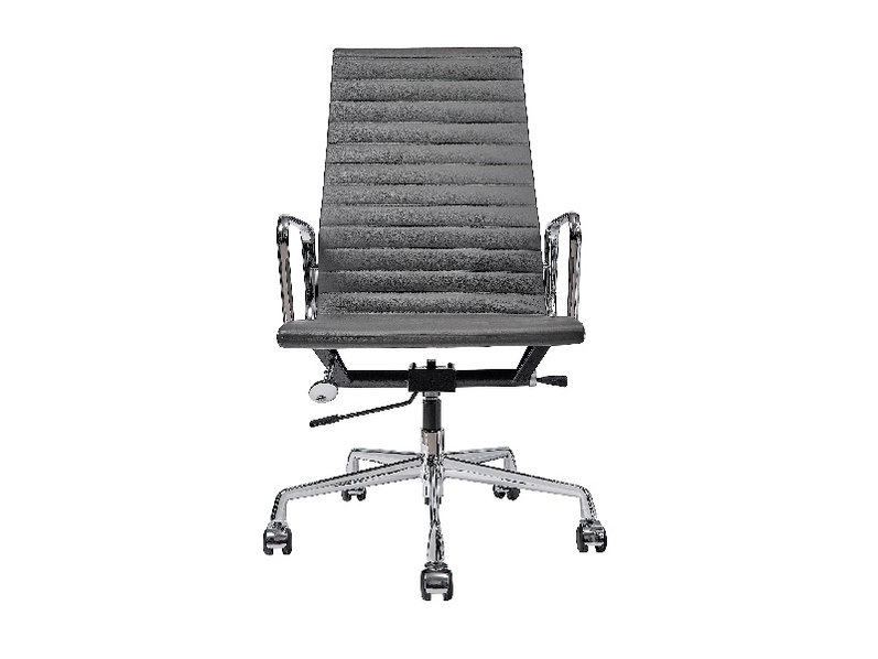 Кресло Eames Style HB Ribbed Office Chair EA 119 кожа графит от дизайнера CHARLES & RAY EAMES