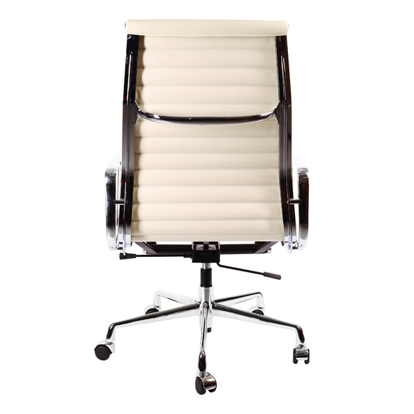 Кресло Eames Style HB Ribbed Office Chair EA 119 кремовая кожа от дизайнера CHARLES & RAY EAMES