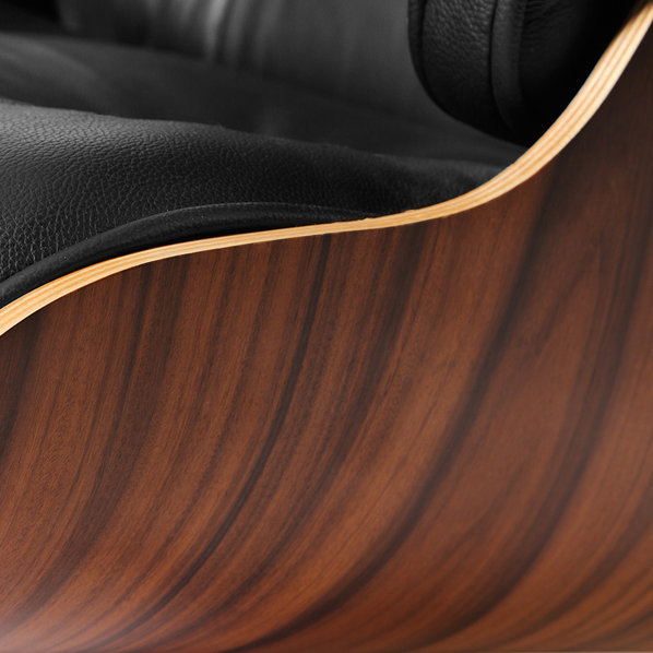 Кресло Eames Style Lounge Chair & Ottoman черная кожа/палисандр от дизайнера CHARLES & RAY EAMES