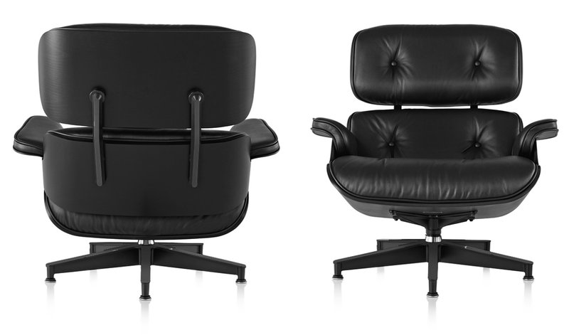Кресло Eames Style Lounge Chair & Ottoman Total Black Limited Edition от дизайнера CHARLES & RAY EAMES