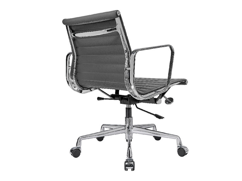 Кресло Eames Style Ribbed Office Chair EA 117 кожа графит от дизайнера CHARLES & RAY EAMES