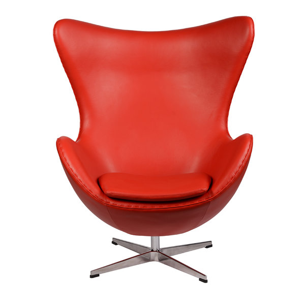 Кресло Egg Chair RedDeluxML035 база алюминий, кожа красная от дизайнера Arne Jacobsen