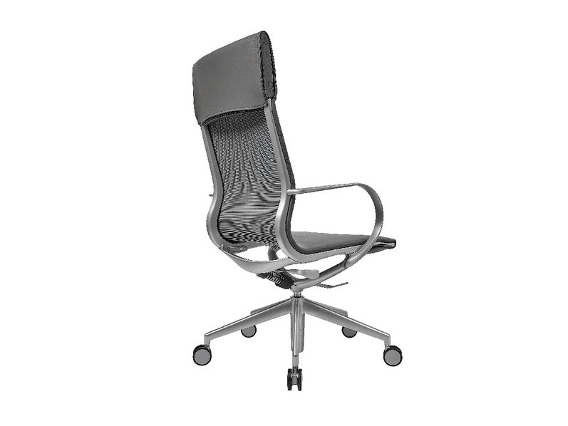 Кресло Mercury HB серая кожа, матовый алюминий от студии дизайна BARTOLI DESIGN