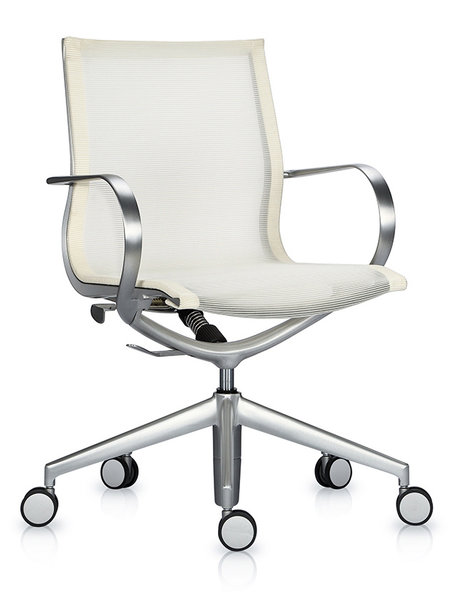 Кресло Mercury LB тепло-белая 3D-сетка, матовый алюминий от студии дизайна BARTOLI DESIGN