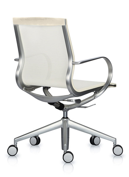 Кресло Mercury LB тепло-белая 3D-сетка, матовый алюминий от студии дизайна BARTOLI DESIGN