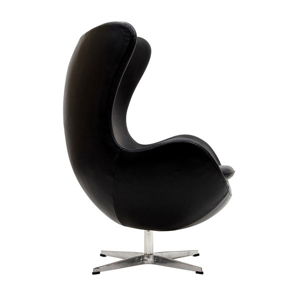 Кресло Style Egg Chair черная кожа от дизайнера Arne Jacobsen
