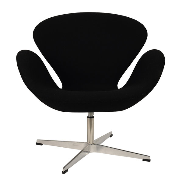 Кресло Style Swan Chair черная шерсть от дизайнера Arne Jacobsen