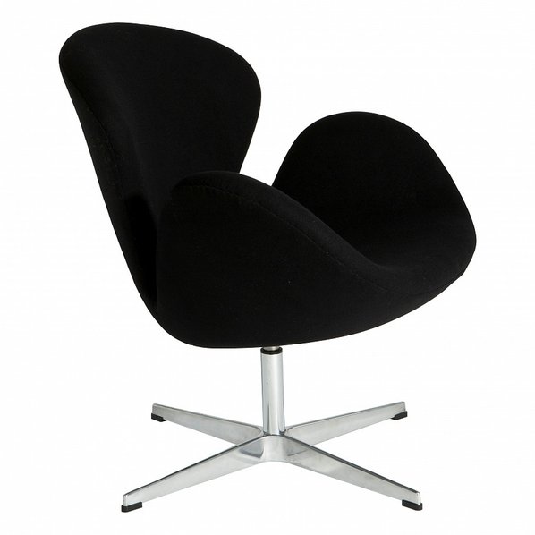 Кресло Style Swan Chair черная шерсть от дизайнера Arne Jacobsen