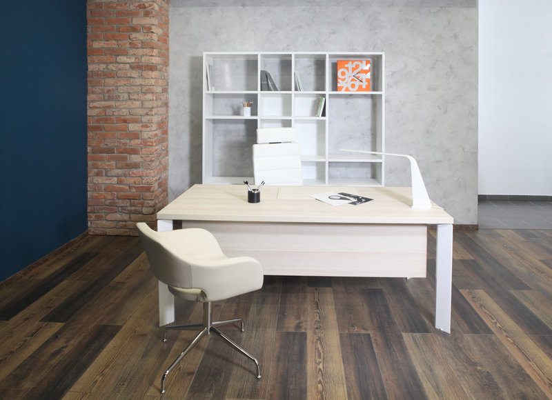 Офисный стол Fermo Light 180 см белые опоры от дизайнерской студии Profoffice