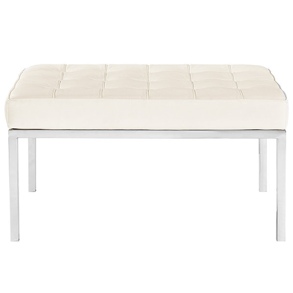 Скамья Florence Style Bench белая кожа от дизайнера FLORENCE KNOLL