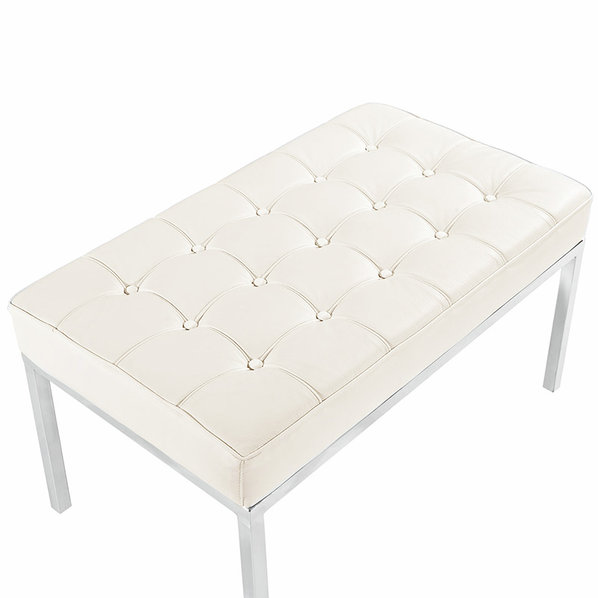 Скамья Florence Style Bench белая кожа от дизайнера FLORENCE KNOLL