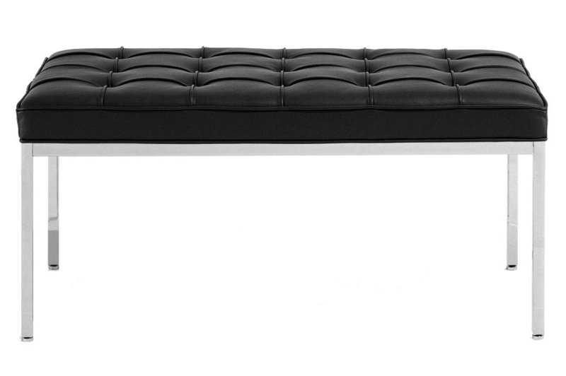 Скамья Florence Style Bench черная кожа от дизайнера FLORENCE KNOLL