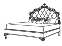 Кровать (отделка серебром,детали золотом)