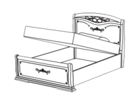 Кровать с контйнером с деревянным изножьем 140