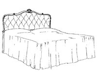 Кровать с мягким стеганым изголовьем в резной раме. Матовый белый лак