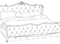 Кровать двухспальная с мягким изголовьем и изножьем обивка капитоне в резной раме