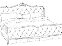 Кровать двухспальная с мягким изголовьем и изножьем обивка капитоне в резной раме