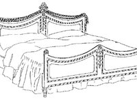 Кровать двухспальная с деревянным изголовьем и изножьем