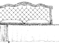 Кровать двухспальная с мягким изголовьем в обивке капитоне в резной раме 