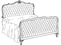 Кровать двухспальная с мягким изголовьем и изножьем обивка капитоне в резной раме 