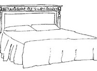 Кровать с инкрустированным деревянным изголовьем