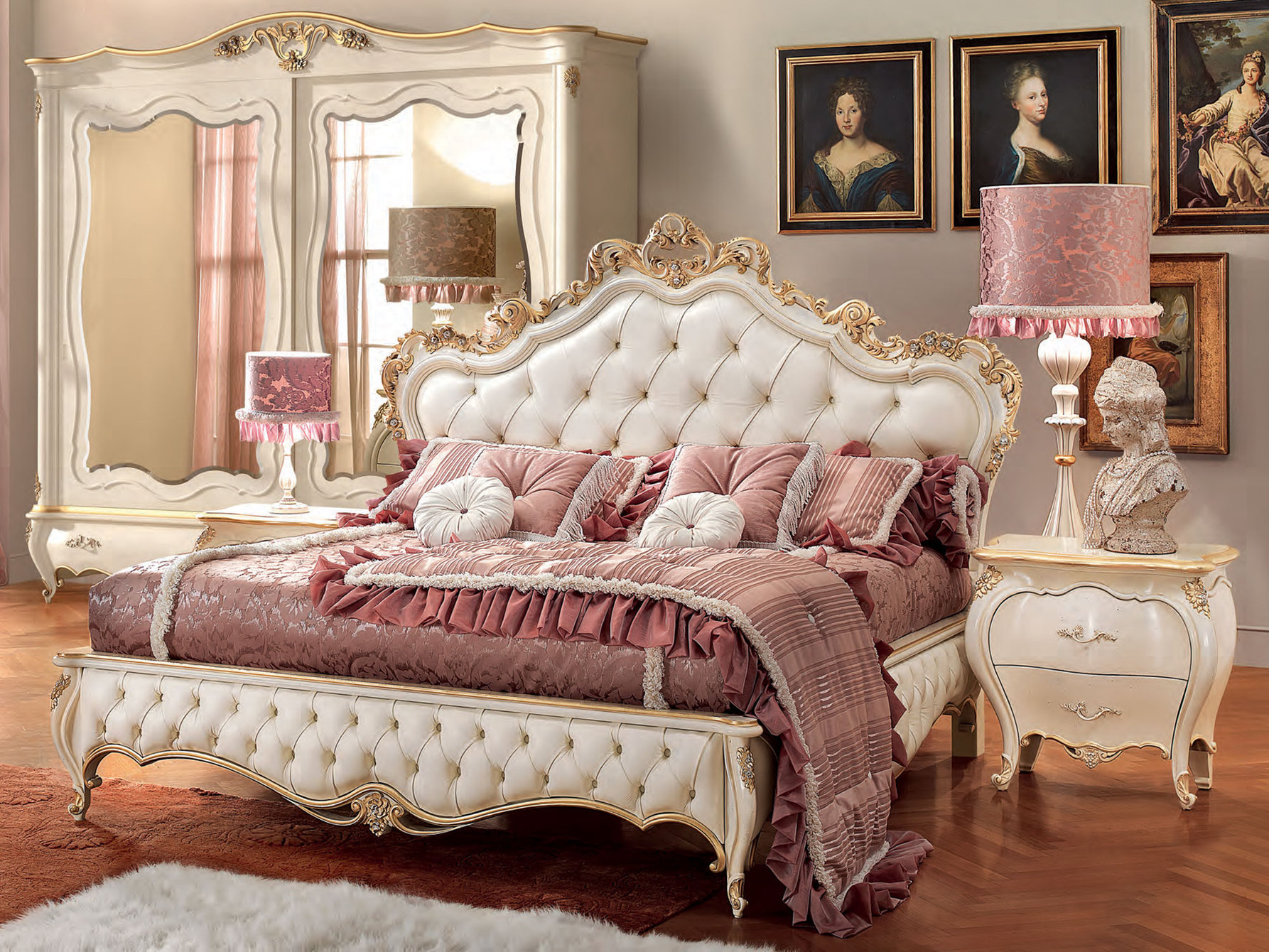 Кровать в стиле барокко белая