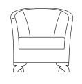 Кресло колодец с металлическими ножками, отделка серебрянной фольгой