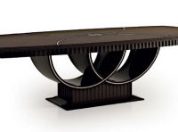 Нераскладной стол с бочкообразным основанием  с узором елочкой и декором