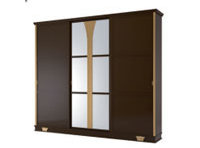 Шкаф с 3 раздвижными дверями с зеркалами и веерообразными ножками