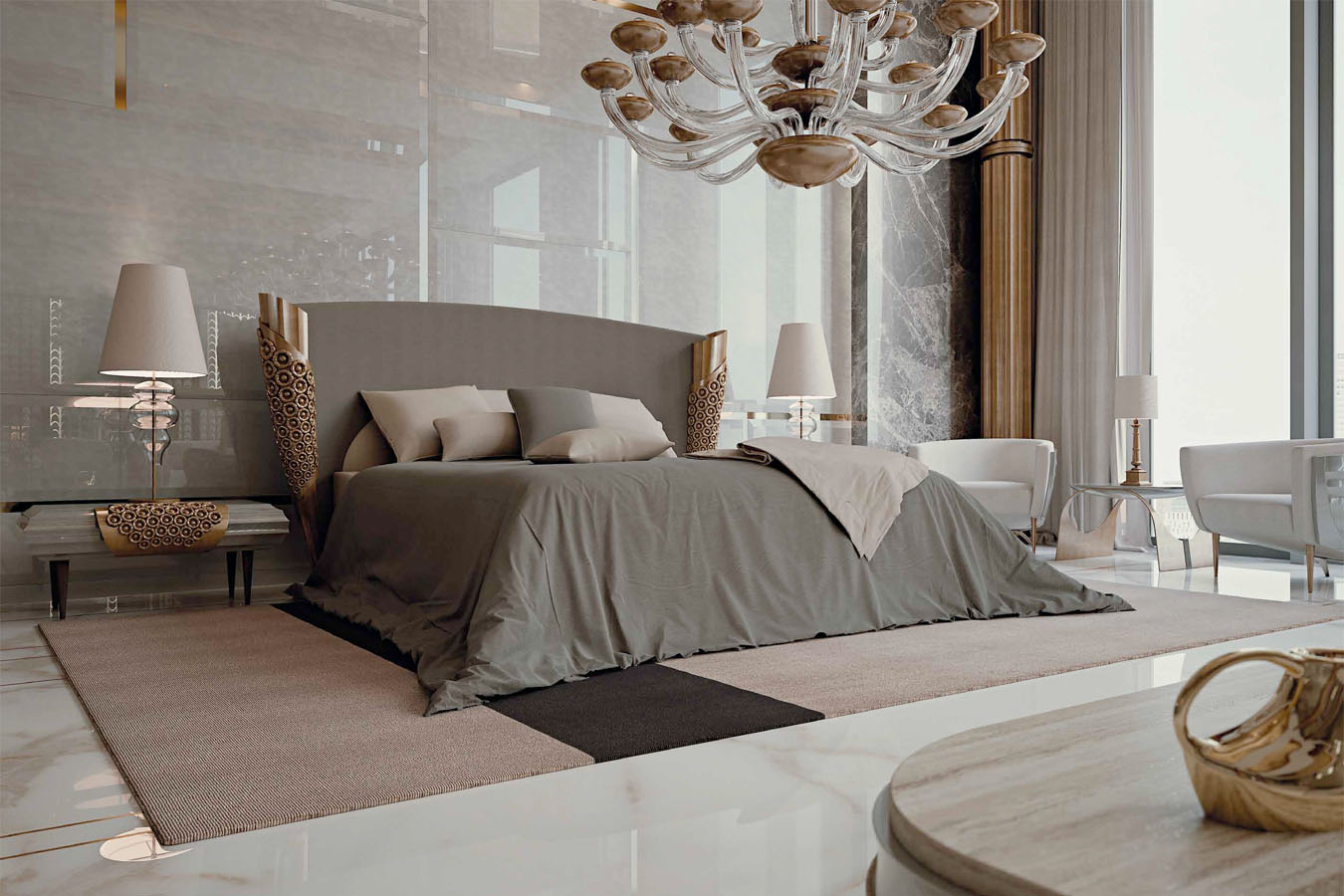 Итальянская кровать в стиле арт деко