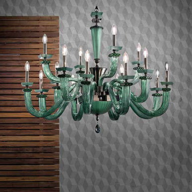 Итальянская люстра DESIDERIO L8+4+4/Green фабрики EUROLUCE LAMPADARI