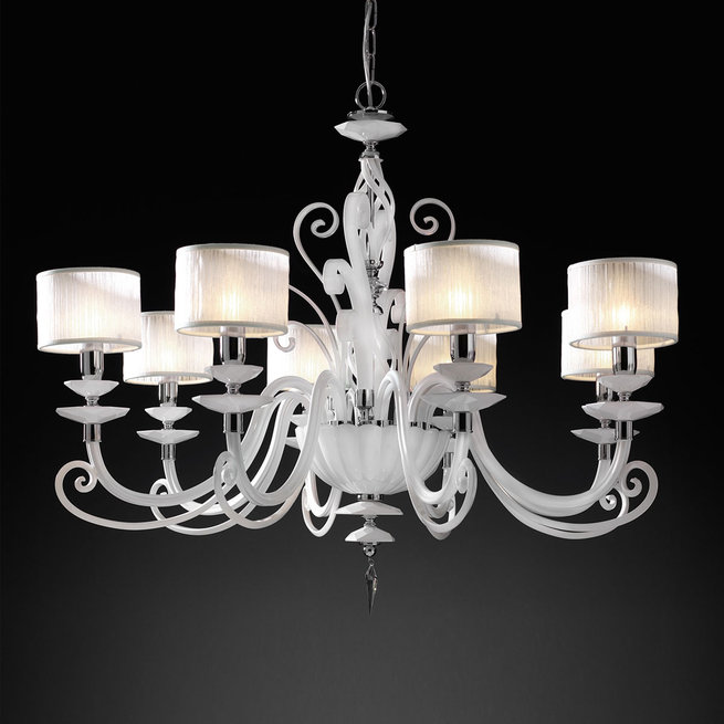 Итальянская люстра ALICANTE White shade L8 фабрики EUROLUCE LAMPADARI