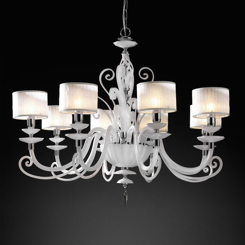 Итальянская люстра ALICANTE White shade L8 фабрики EUROLUCE LAMPADARI