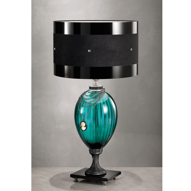 Итальянская настольная лампа AUDREY LG1/Green-Silver фабрики EUROLUCE LAMPADARI